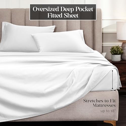 1500 Thread Count Egyptian Cotton 4-Piece Sheet Set – Deep Pocket, Queen, Grey