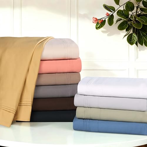 1500 Thread Count Egyptian Cotton 4-Piece Sheet Set – Deep Pocket, Queen, Grey