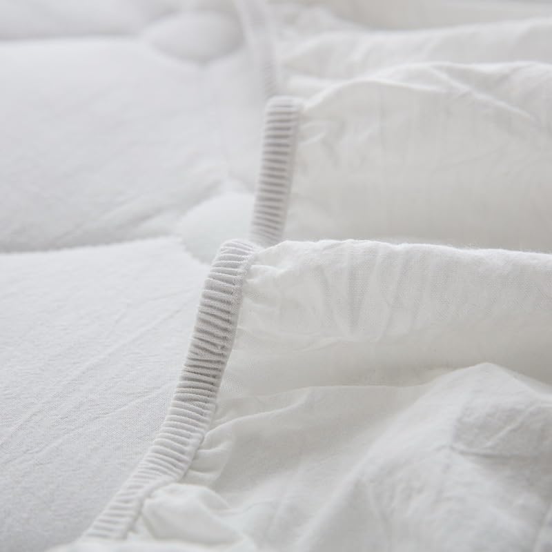 Machine-Washable Soft Mattress Protector – White