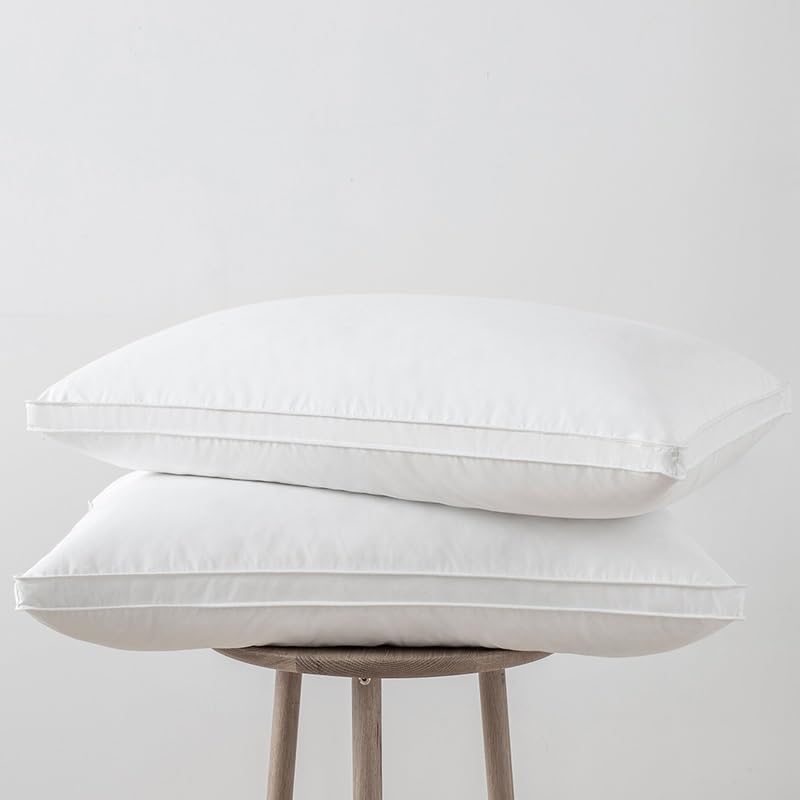 2-Piece Goose Down Sleeping Pillow Set – Cotton Cover