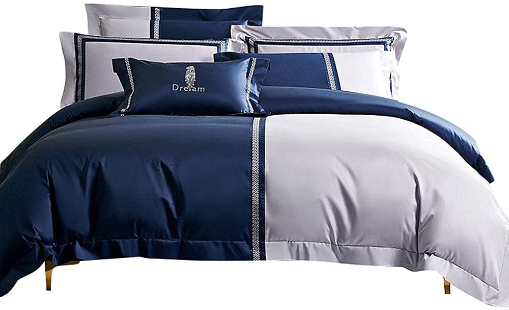 1000 Thread Count Egyptian Cotton King 4-Piece Duvet Cover Set – Blue