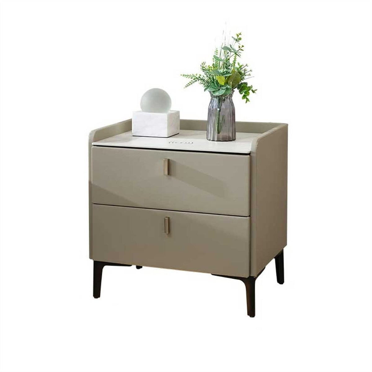 Smart Bedside Nightstand with Storage Cabinet