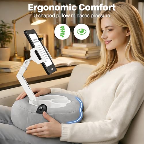 Adjustable Kindle & Tablet Pillow Stand with Wireless Page Turner