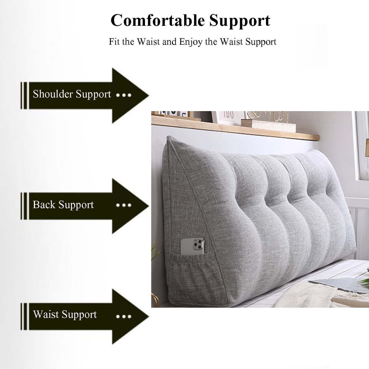 Triangular Headboard Wedge Pillow – Large Reading & Back Support