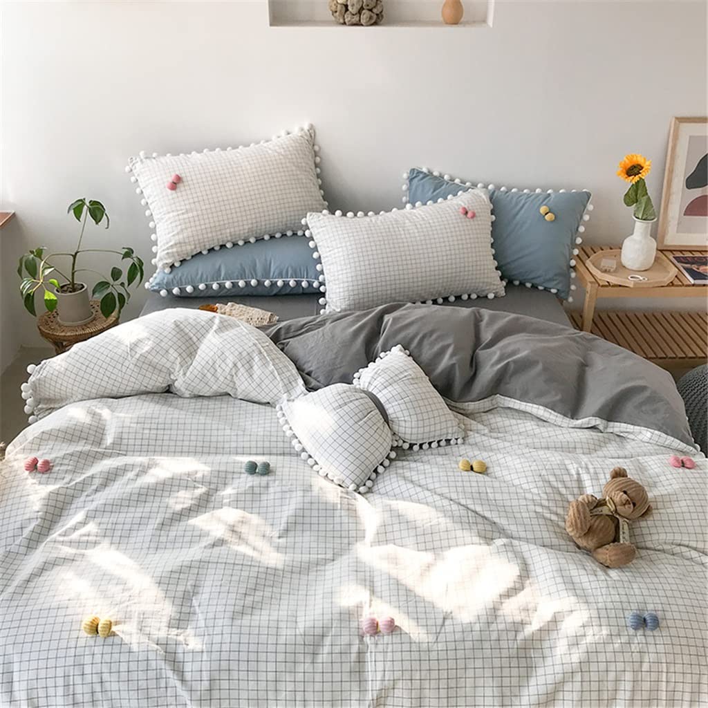 Yarn-Dyed Washed Cotton 5-Piece Bedding Set with Duvet Cover