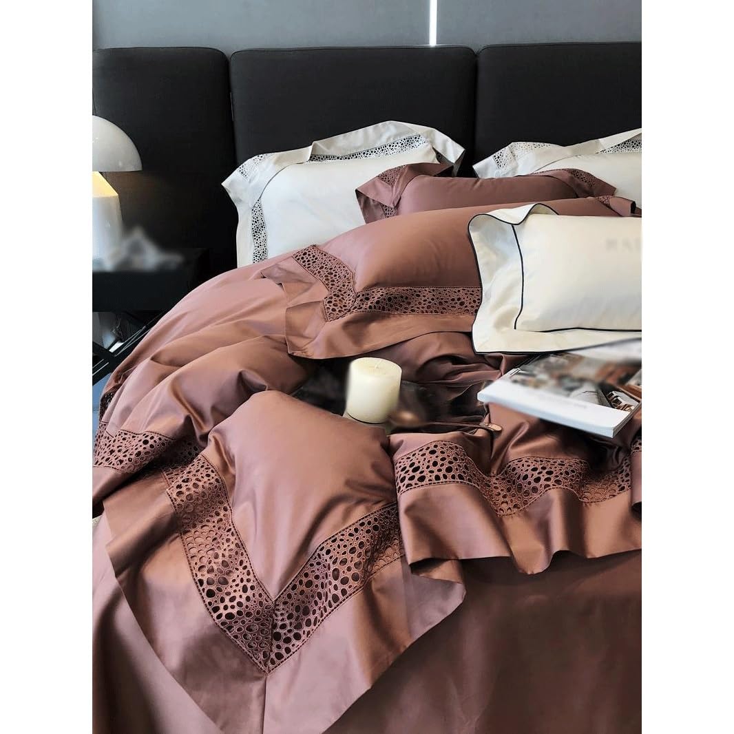 Italian-Style Cotton Lace 4-Piece Bedding Set with Duvet Cover