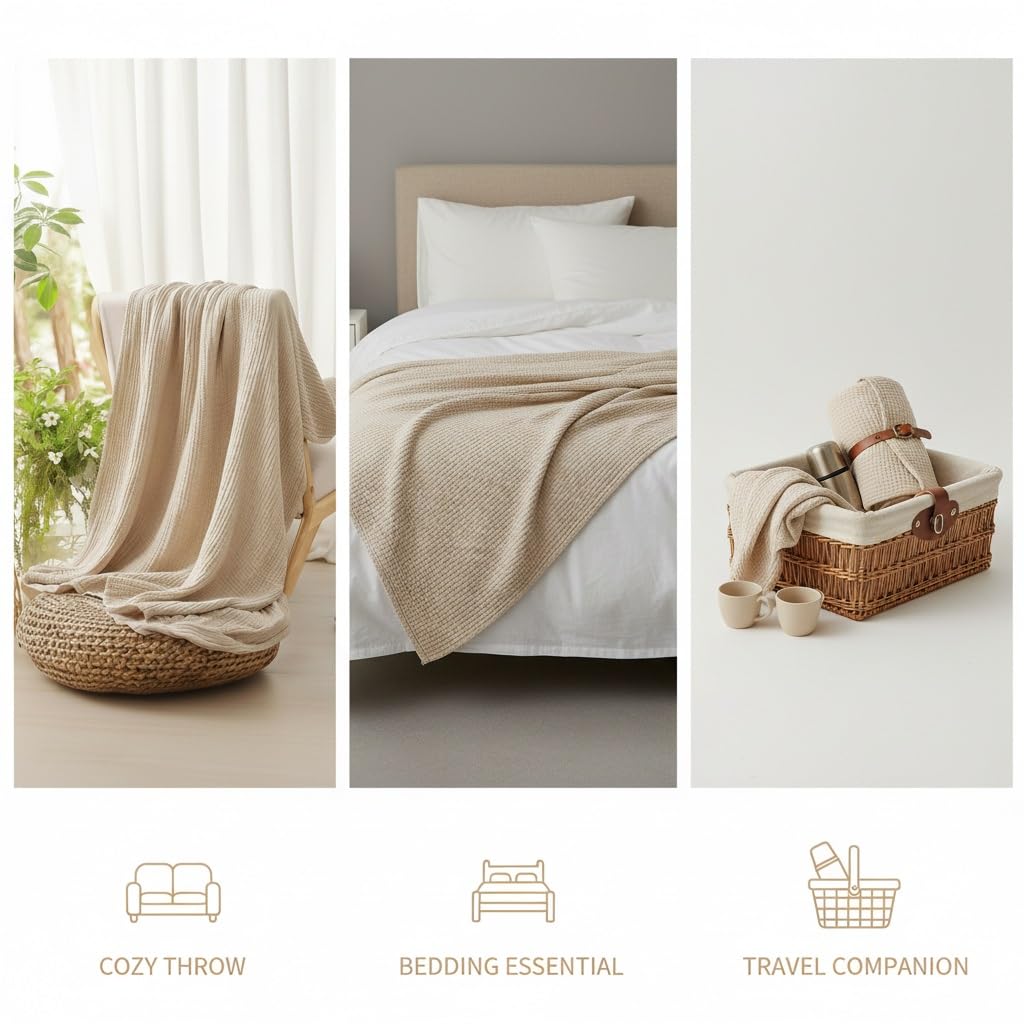 Lightweight Cotton Muslin Cooling Blanket – Breathable Summer Throw