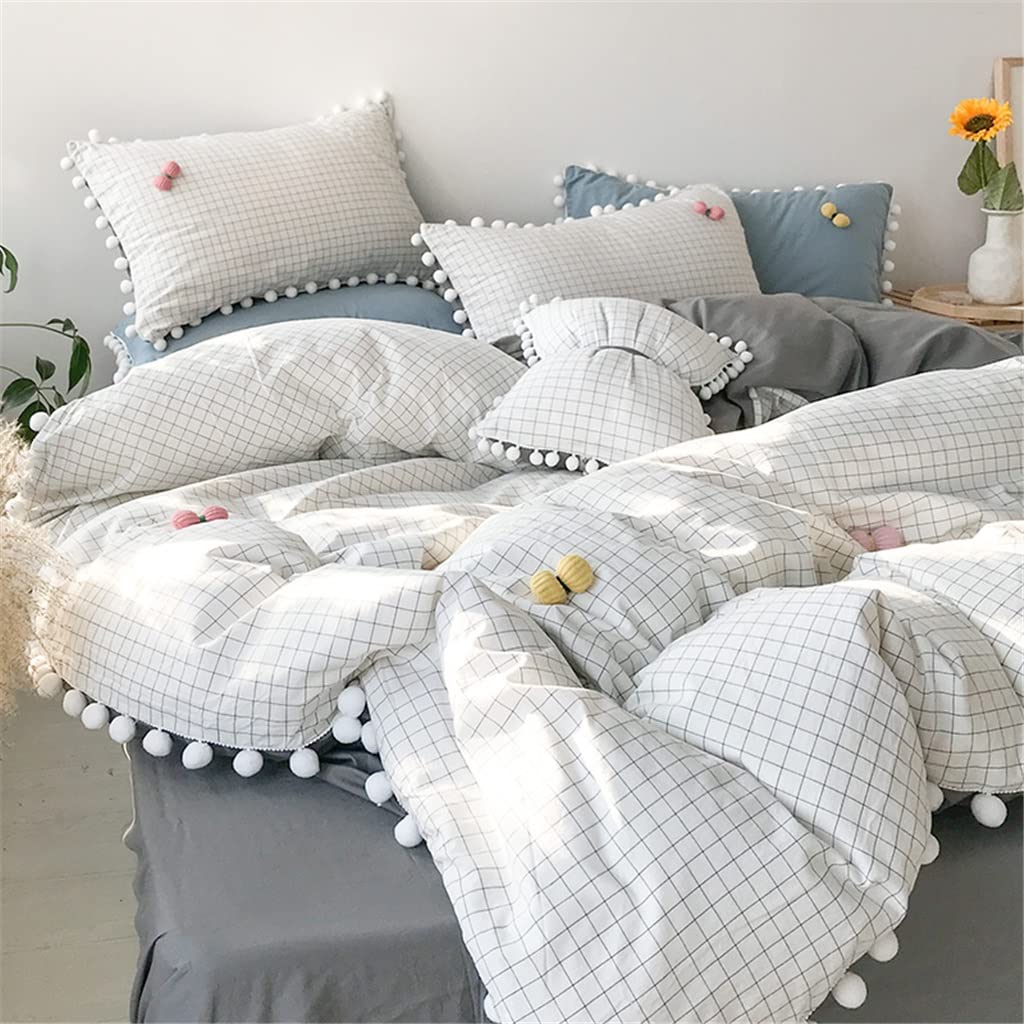Yarn-Dyed Washed Cotton 5-Piece Bedding Set with Duvet Cover