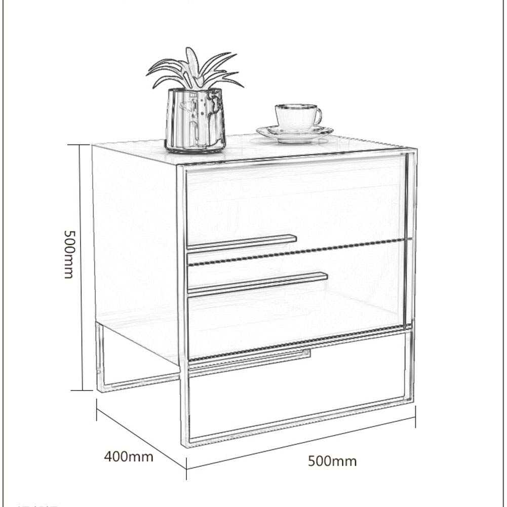 Double-Drawer Bedside Nightstand with Wicker Storage Basket