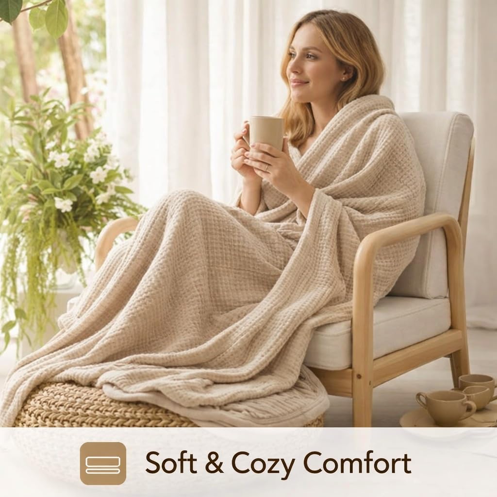 Lightweight Cotton Muslin Cooling Blanket – Breathable Summer Throw