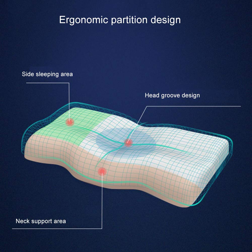 Ergonomic Contour Memory Foam Cervical Pillow with Removable Cover