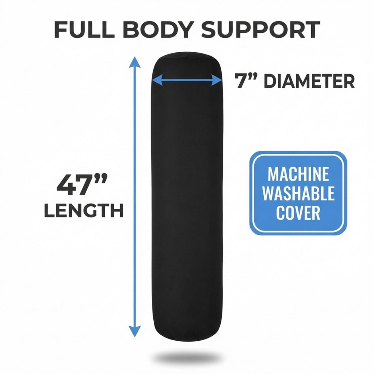 Microbead Body Pillow – Soft Pregnancy Support, 47" × 7"