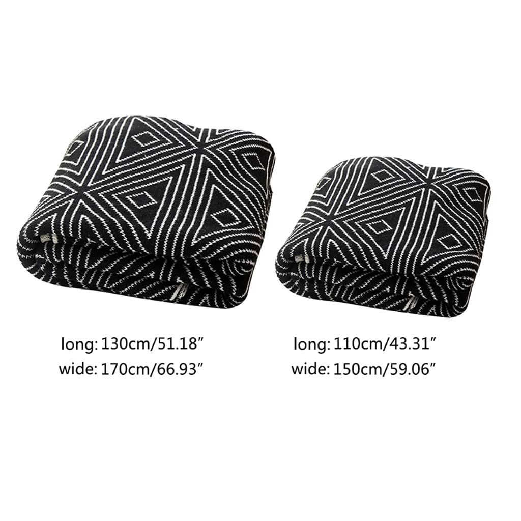 Double-Sided Jacquard Knit Throw Blanket – Diamond Stripe Pattern