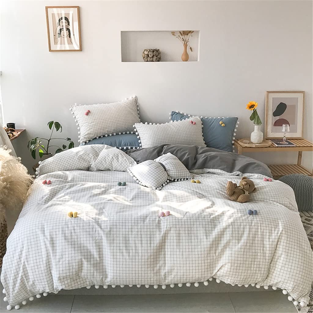 Yarn-Dyed Washed Cotton 5-Piece Bedding Set with Duvet Cover