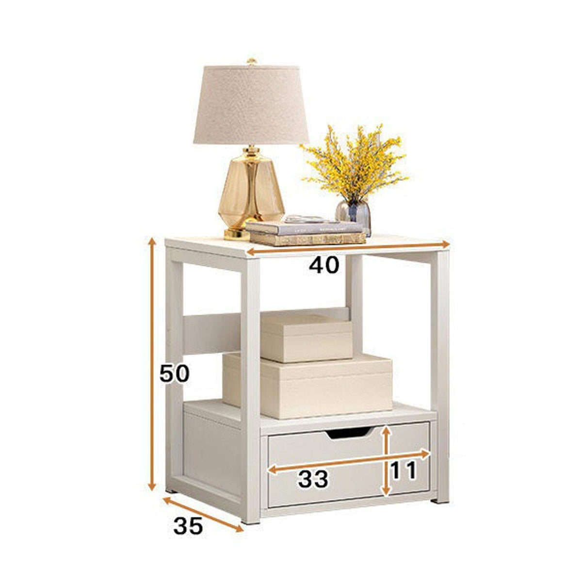 Bedside Nightstand with Drawer & Open Shelf