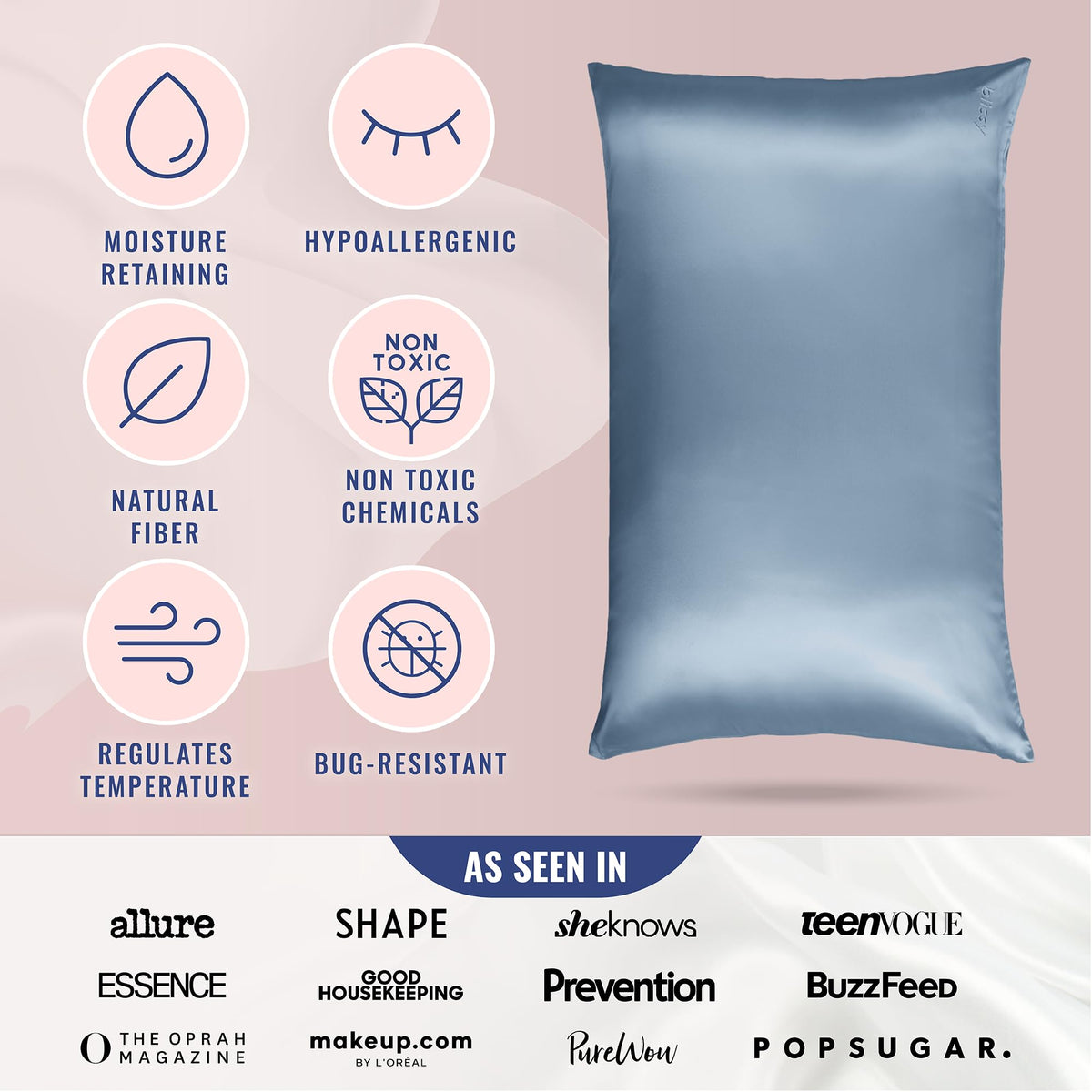 22 Momme Mulberry Silk Pillowcase for Hair & Skin