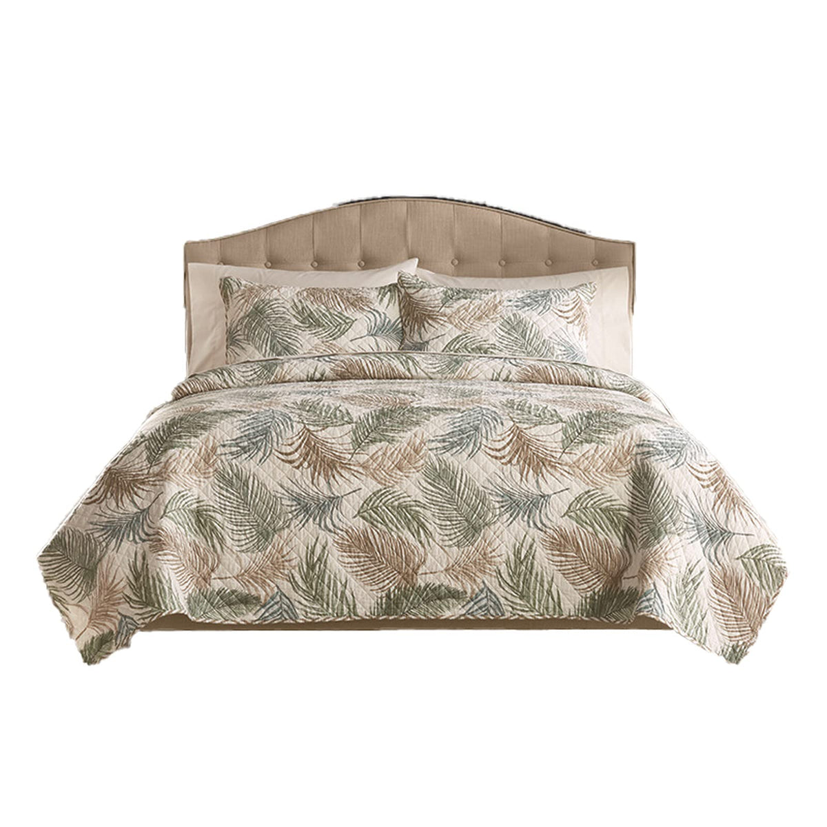 Reversible Cotton Patchwork Coverlet Set – Tropical Design