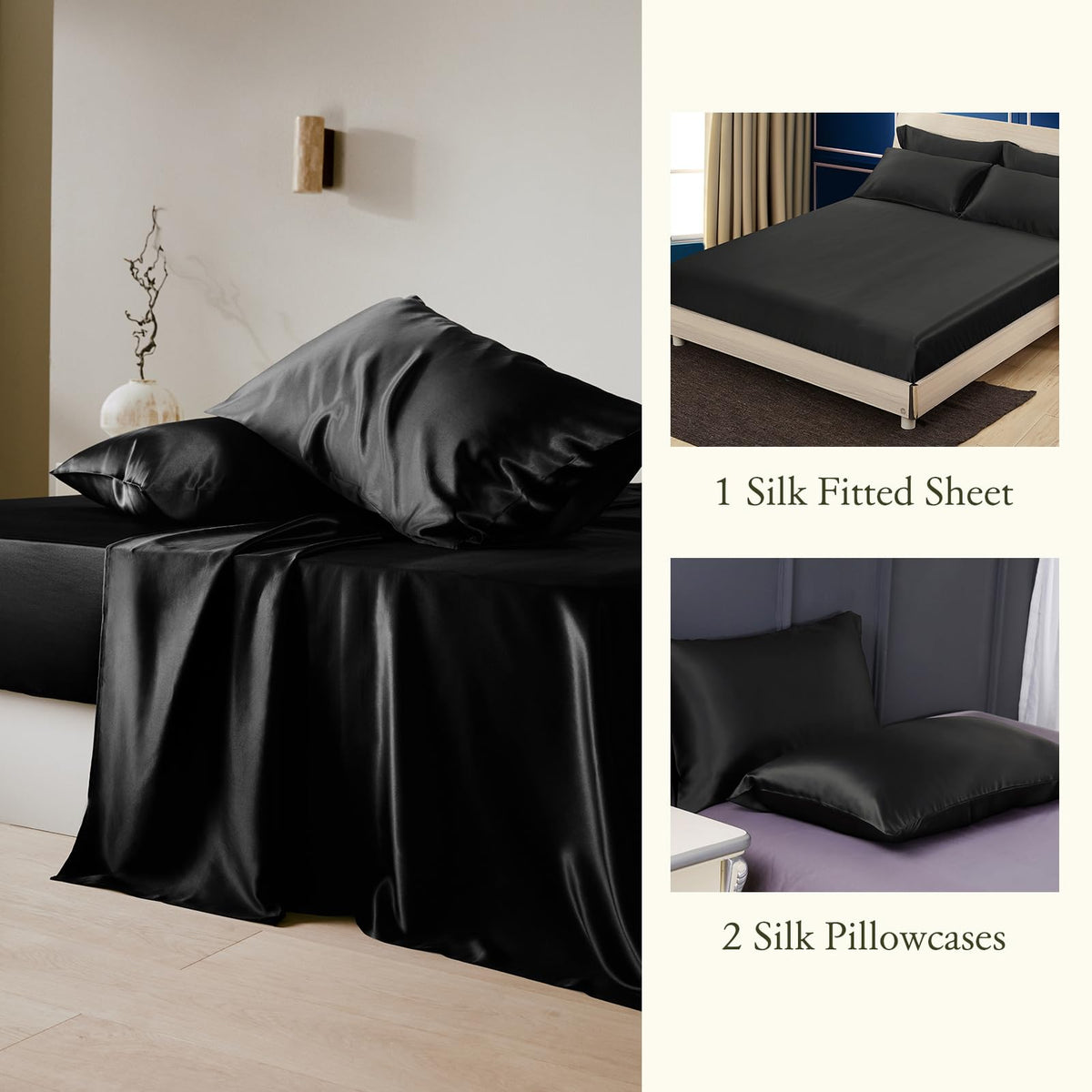 100% Mulberry Silk Fitted Sheet Set