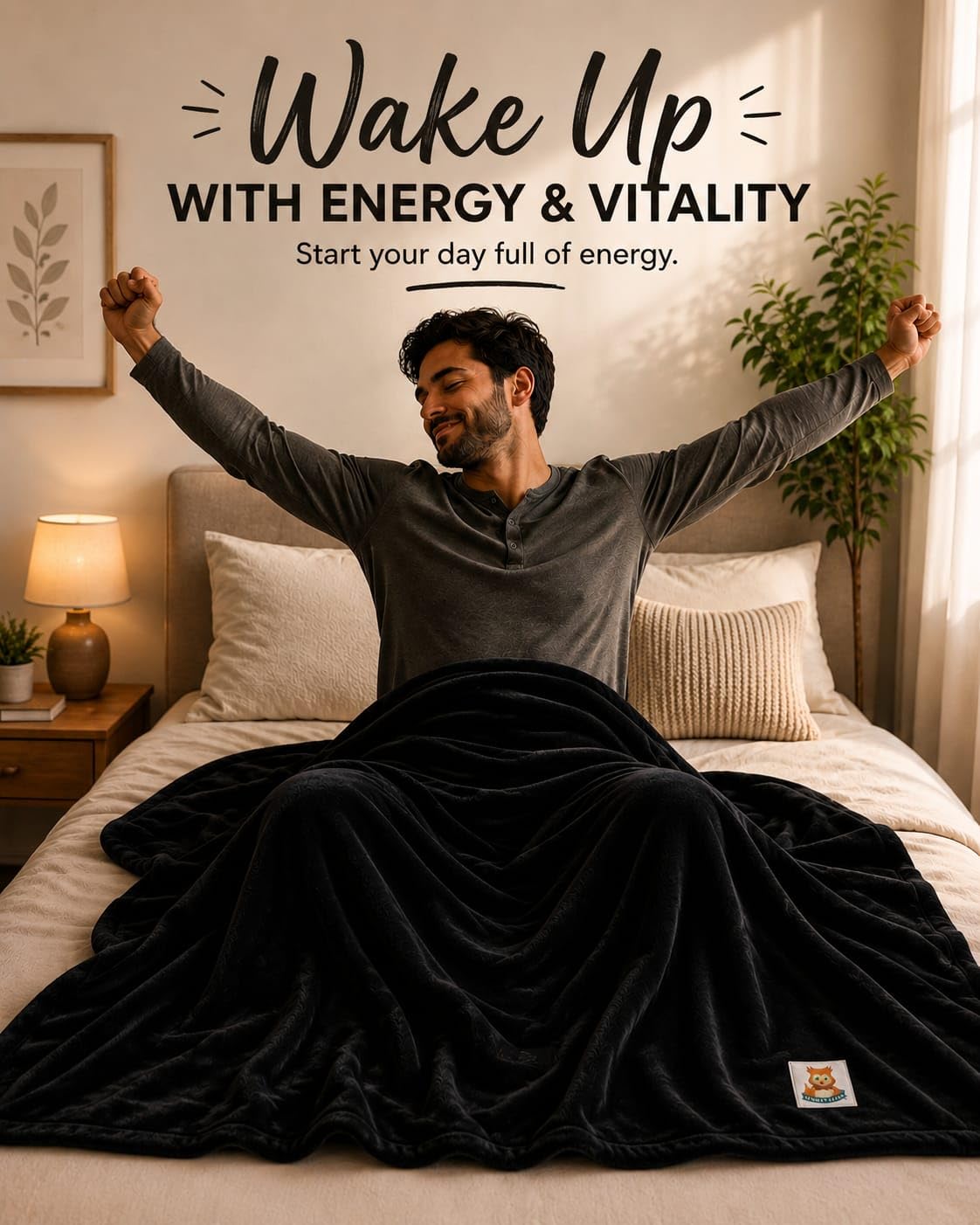 Extra Large Organic Cotton Weighted Blanket – 25 lb, Black