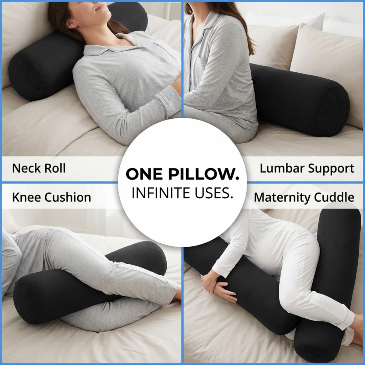 Microbead Body Pillow – Soft Pregnancy Support, 47" × 7"