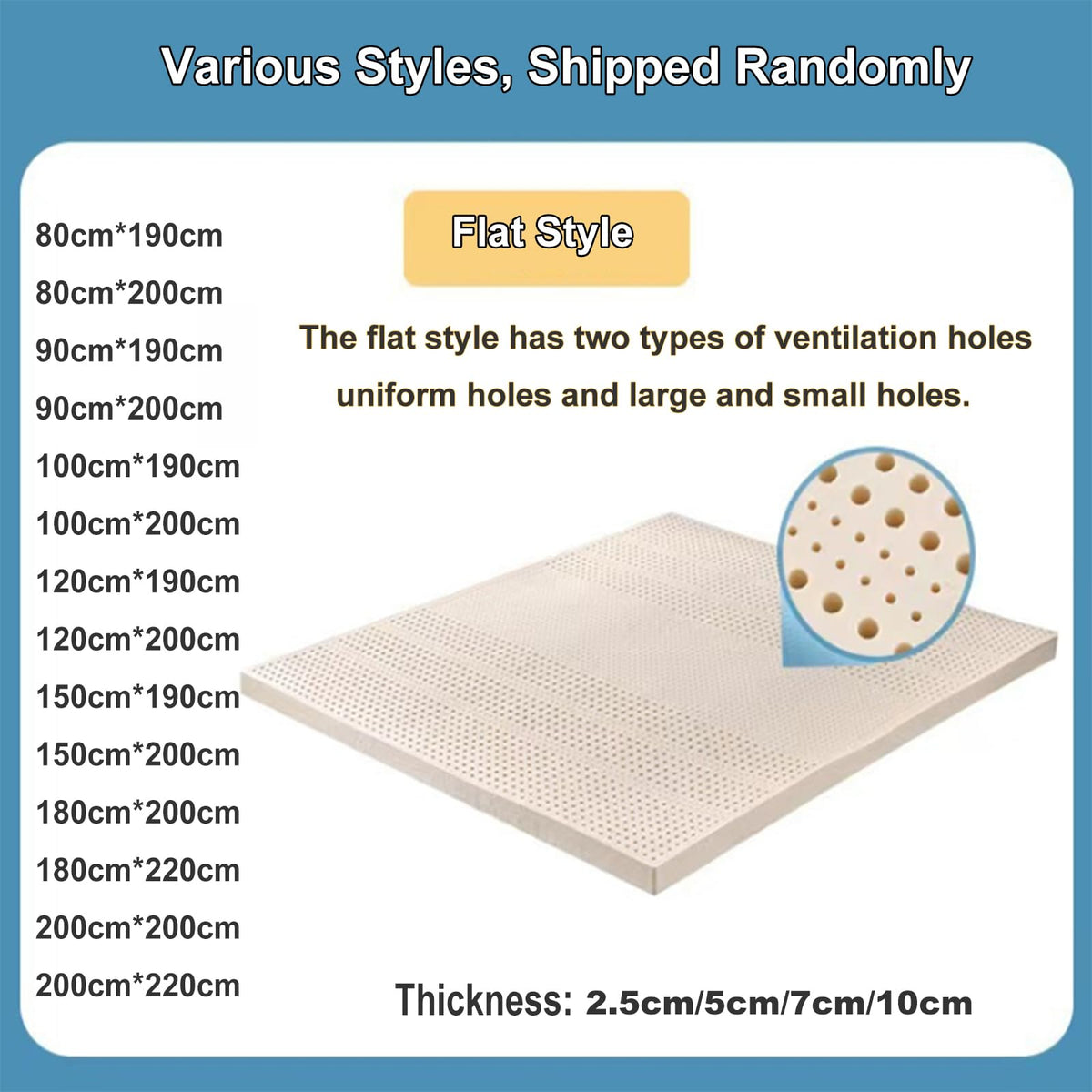 Natural Latex Mattress Topper with Cotton Cover – 7.5 cm