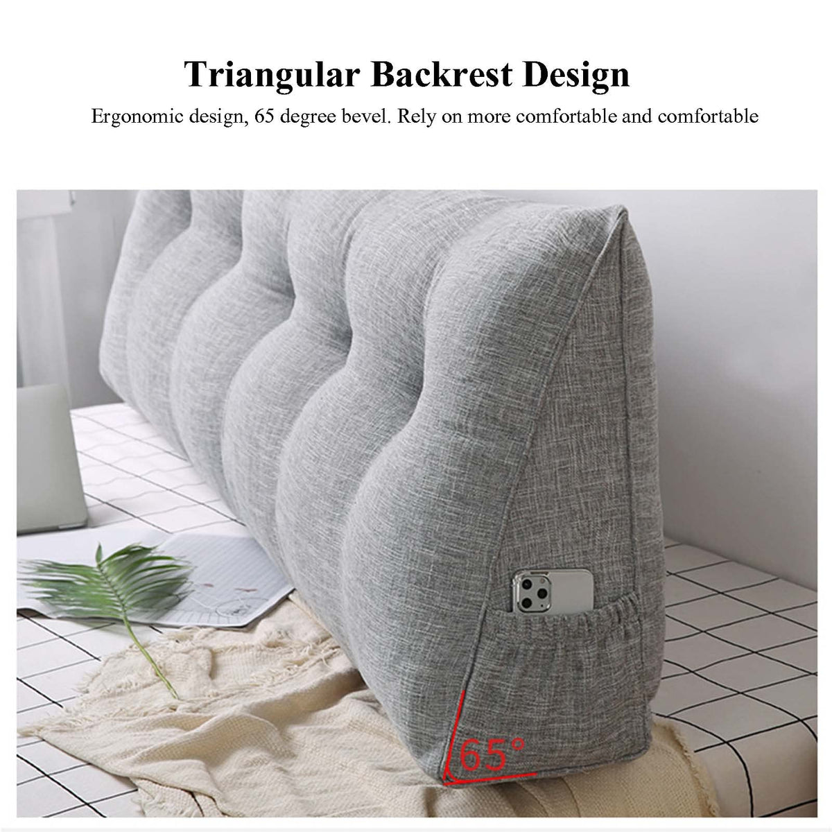 Triangular Headboard Wedge Pillow – Large Reading & Back Support