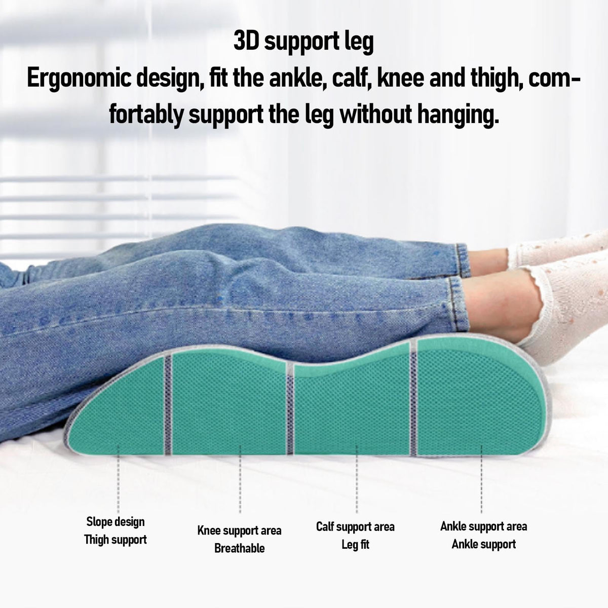 Memory Foam Leg Elevation Wedge Pillow for Knee, Hip & Ankle Support