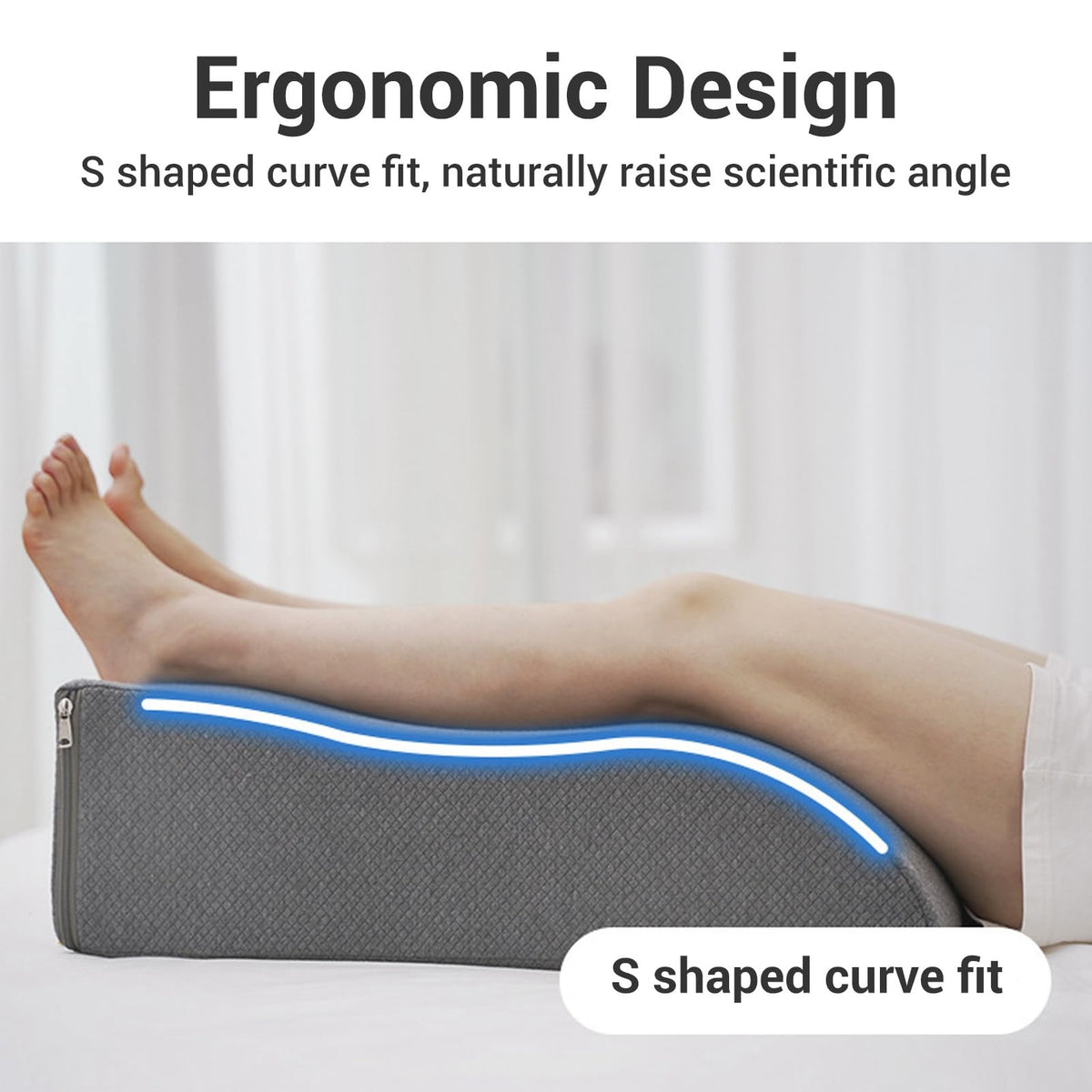 Ergonomic Memory Foam Leg Elevation Pillow – S-Shaped Knee & Lumbar Support