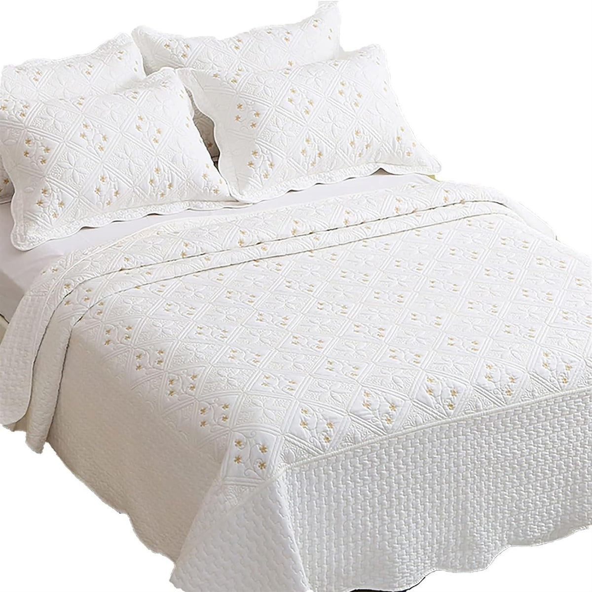 Reversible Embossed Quilted Cotton Blend Coverlet Set