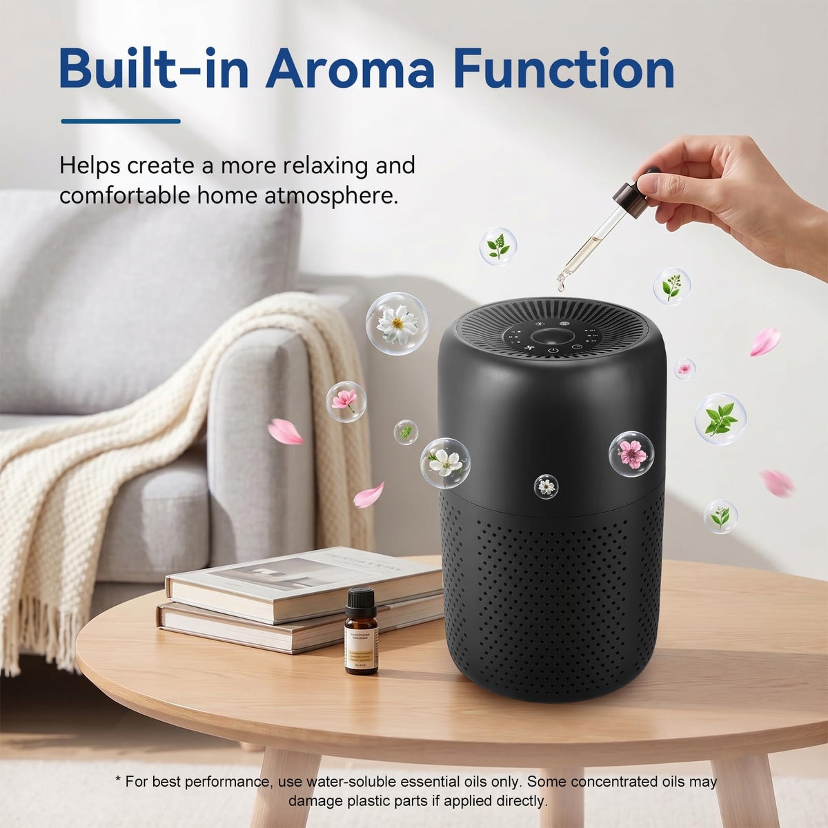 2-Pack Bedroom Air Purifiers with Essential Oil Diffuser & Nightlight