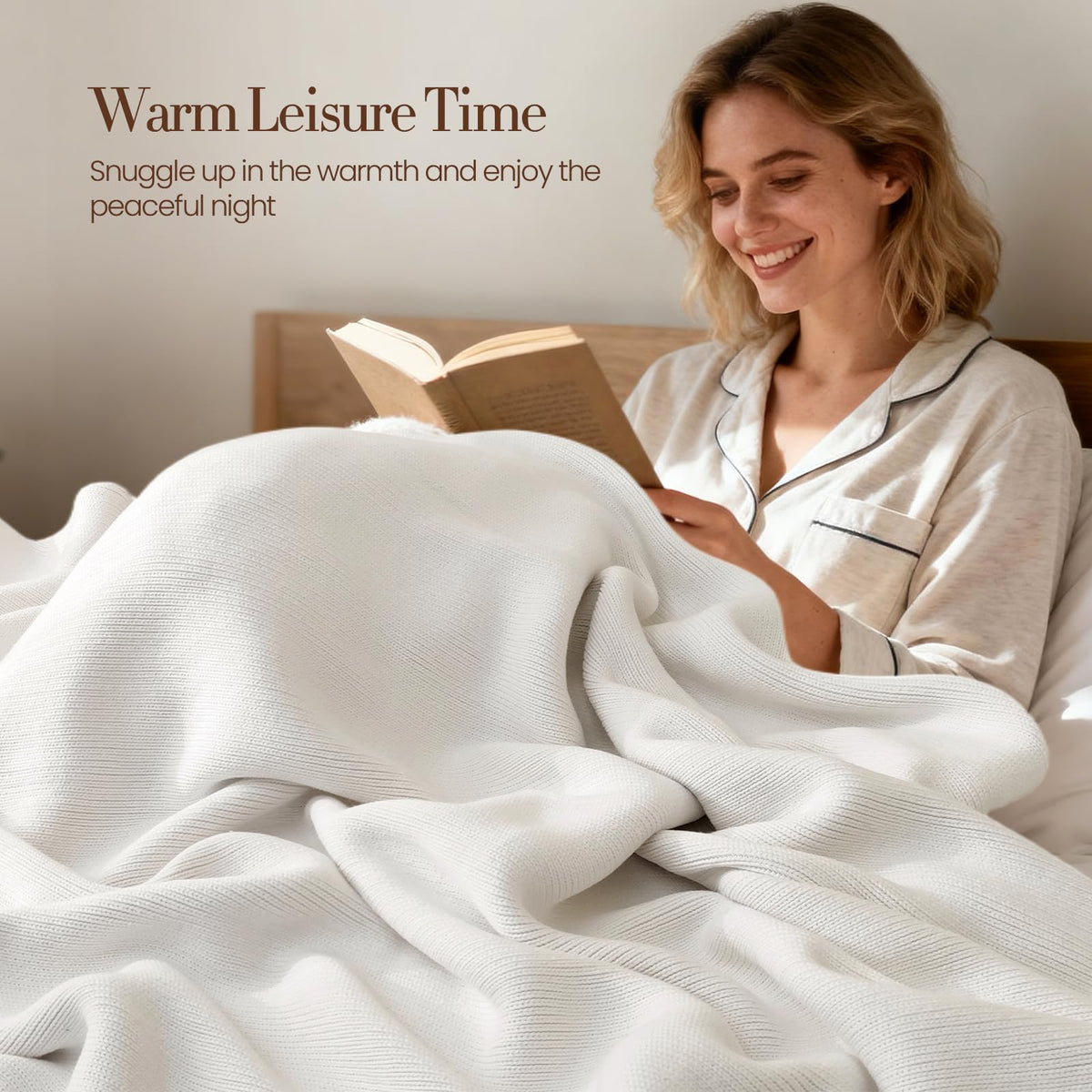 Chunky Knit Cotton Weighted Blanket – 16 lb, 62" × 90"