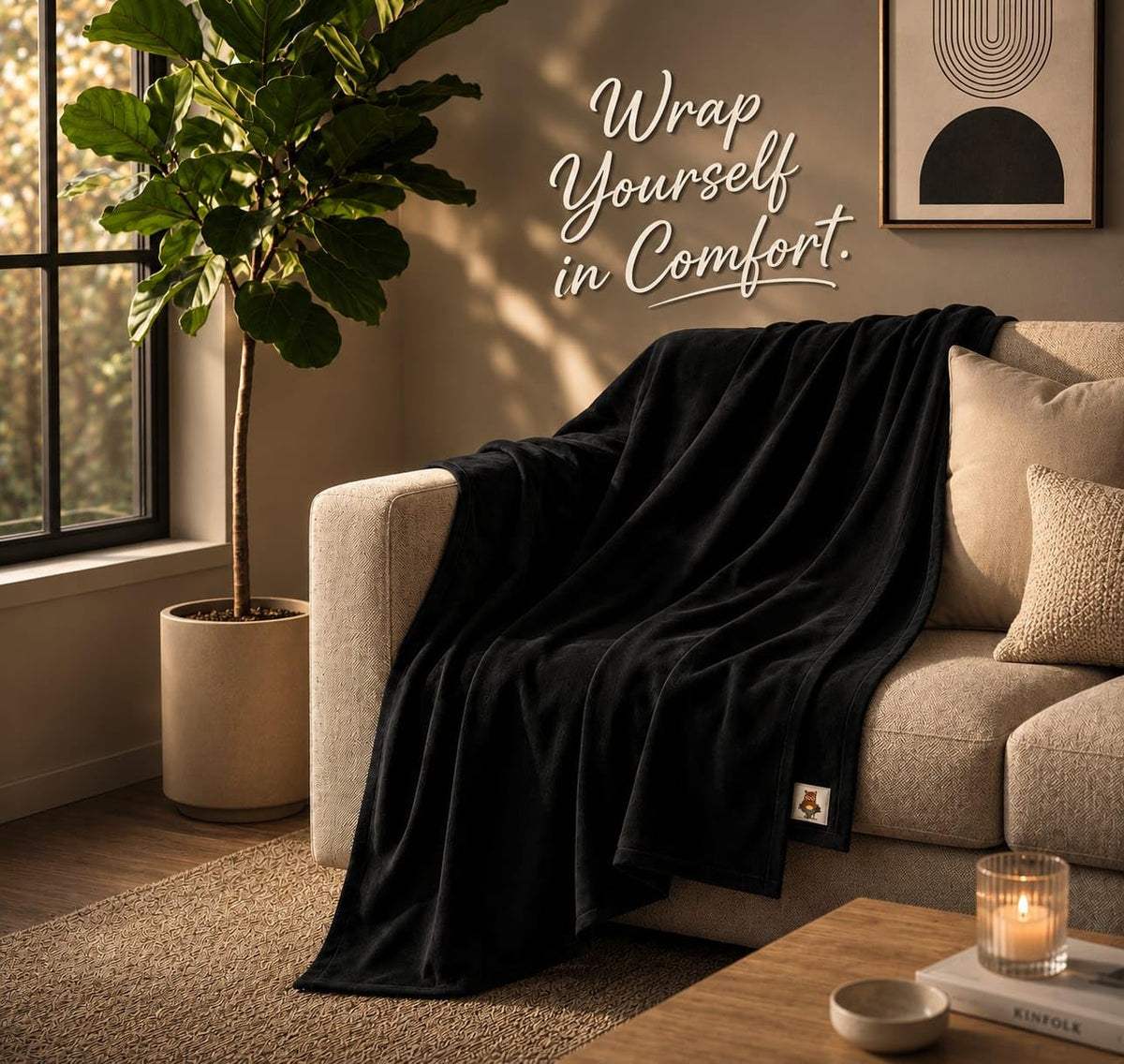 Extra Large Organic Cotton Weighted Blanket – 25 lb, Black