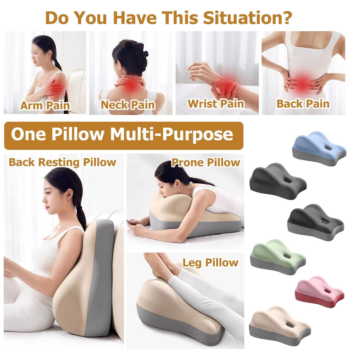Adjustable Memory Foam Face-Down Support Pillow for Sleeping & Reading
