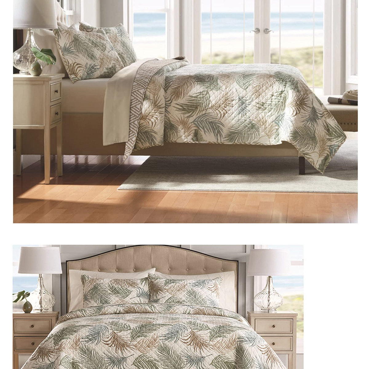 Reversible Cotton Patchwork Coverlet Set – Tropical Design
