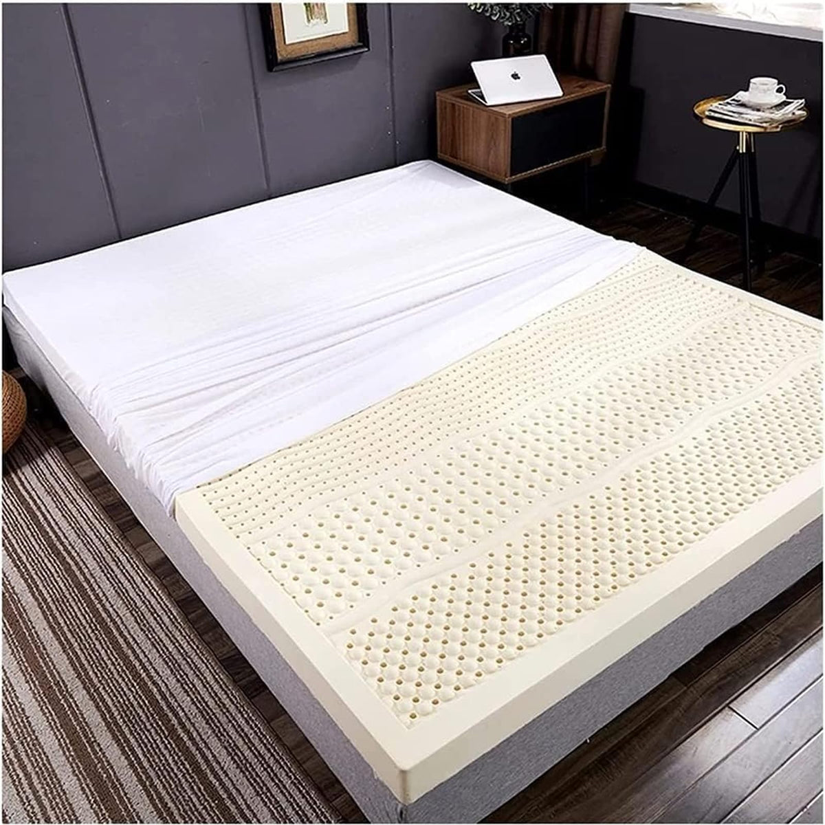 4" Natural Latex Mattress Topper with Removable Washable Cover