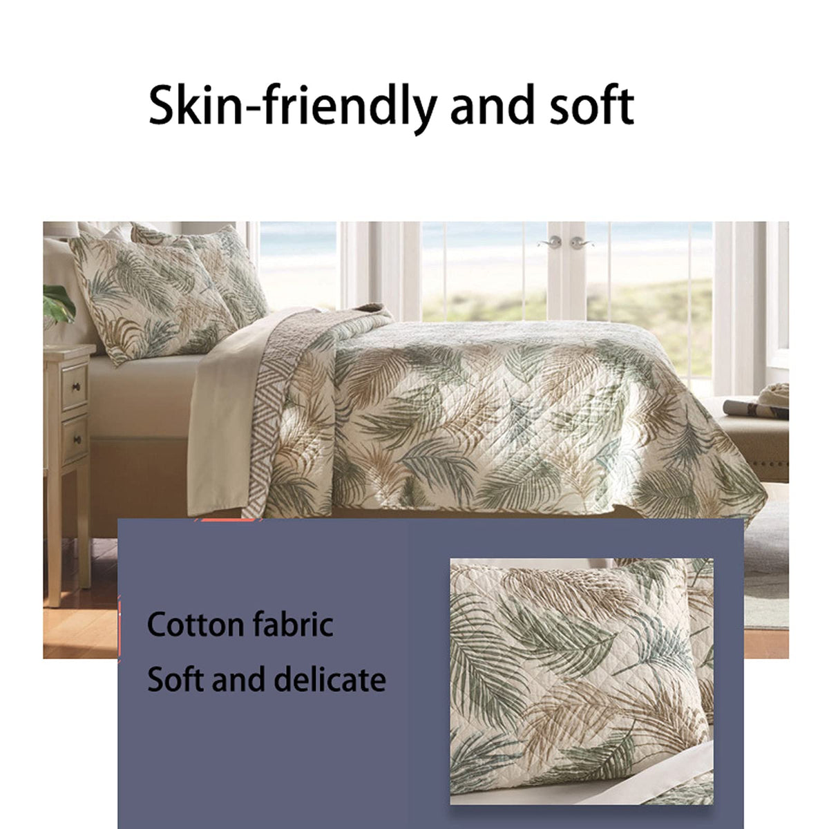 Reversible Cotton Patchwork Coverlet Set – Tropical Design