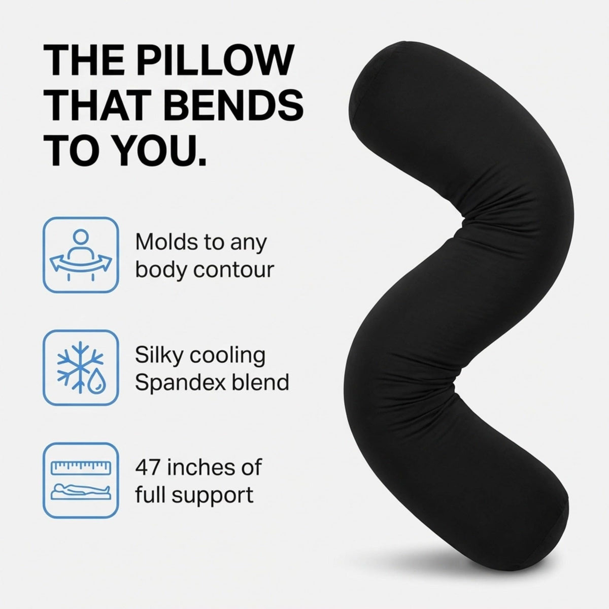 Microbead Body Pillow – Soft Pregnancy Support, 47" × 7"