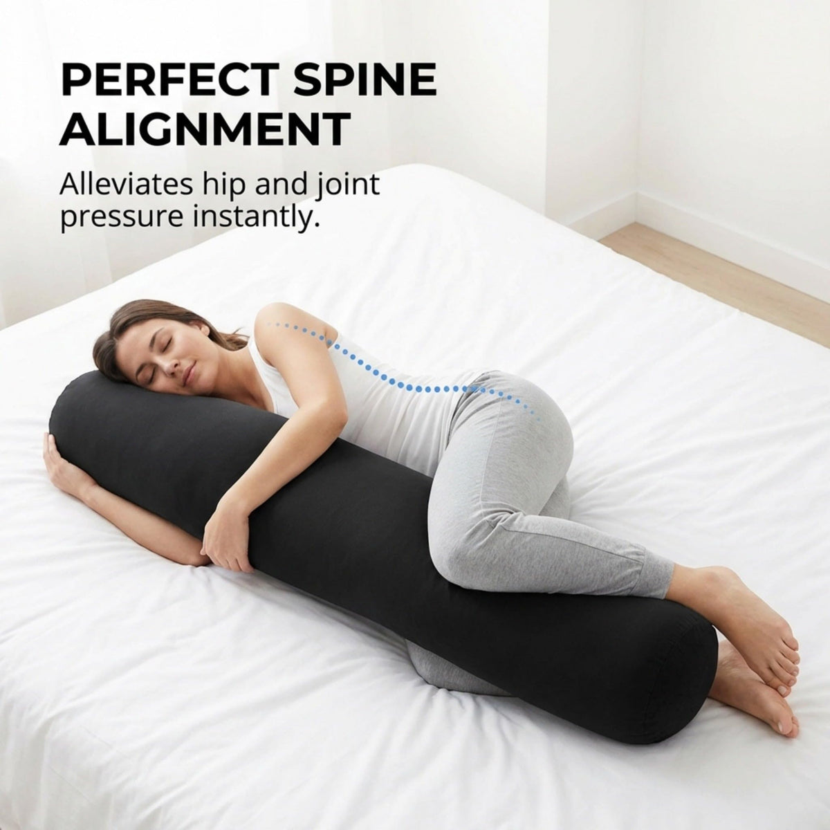 Microbead Body Pillow – Soft Pregnancy Support, 47" × 7"
