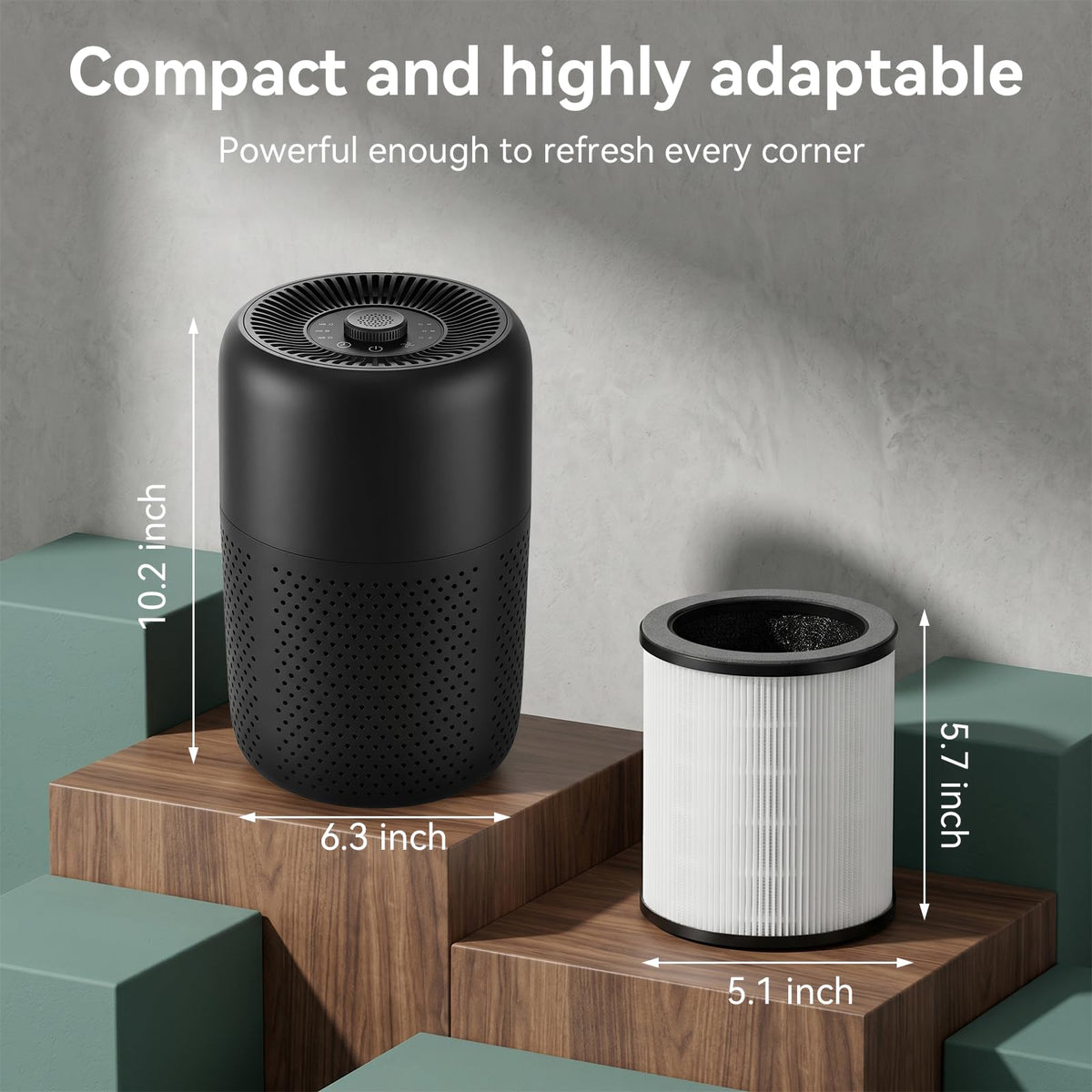 2-Pack Bedroom Air Purifiers with Essential Oil Diffuser & Nightlight