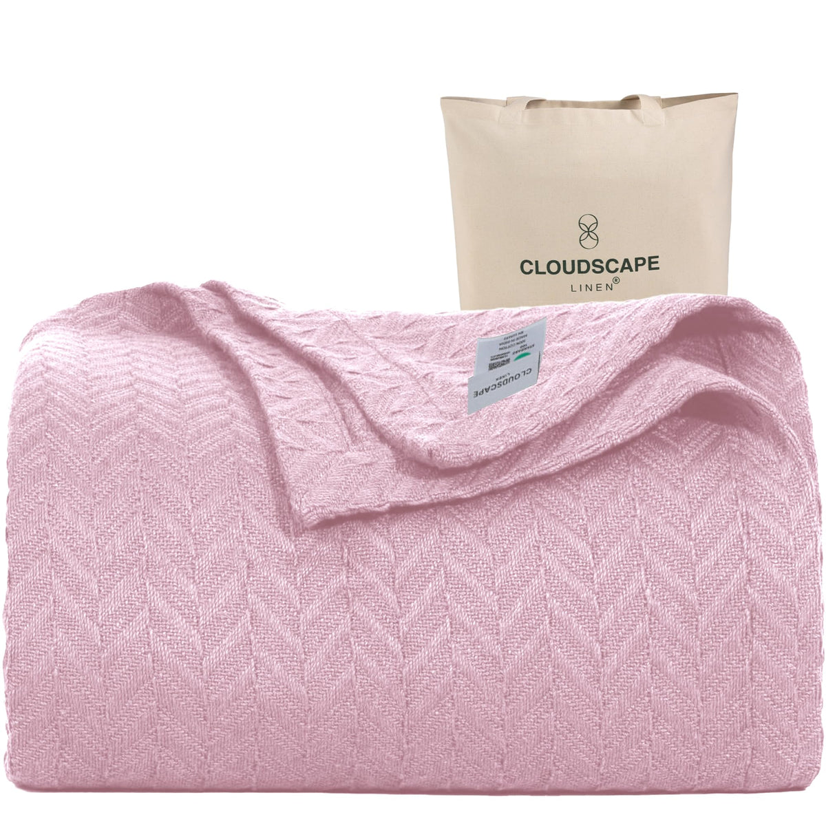 CLOUDSCAPE LINEN Herringbone Blanket