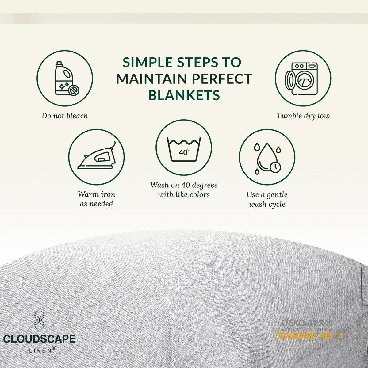 CLOUDSCAPE LINEN Herringbone Blanket