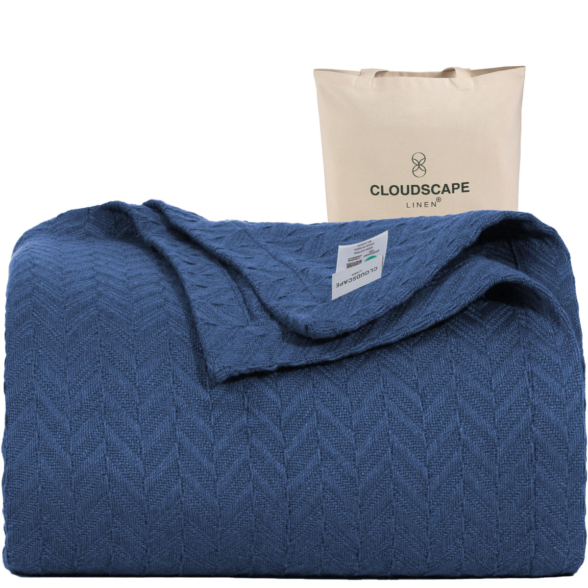 CLOUDSCAPE LINEN Herringbone Blanket