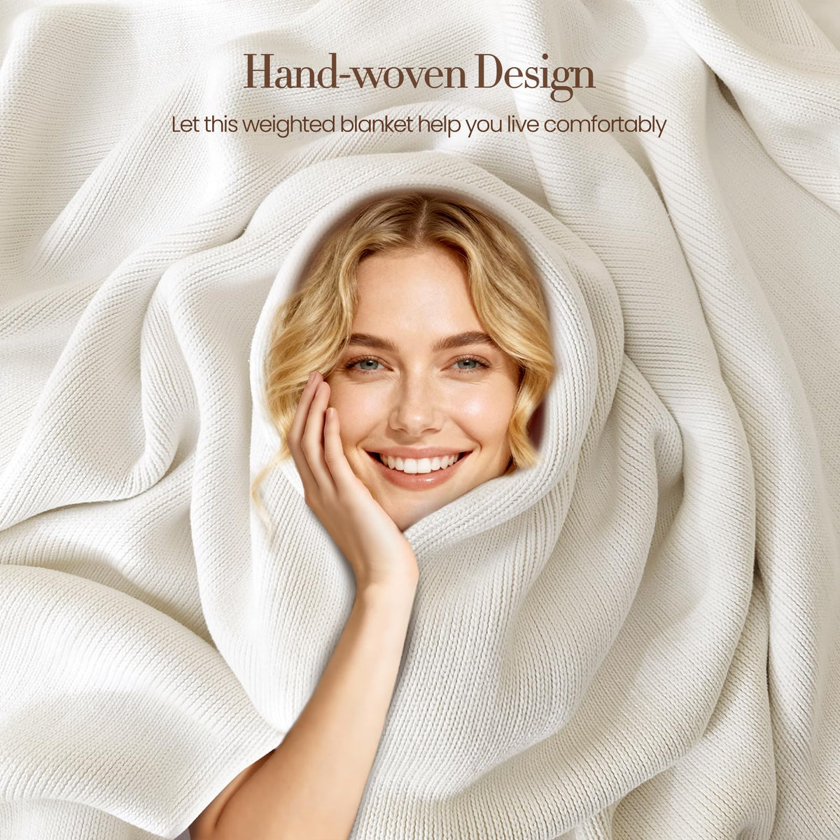 Chunky Knit Cotton Weighted Blanket – 16 lb, 62" × 90"