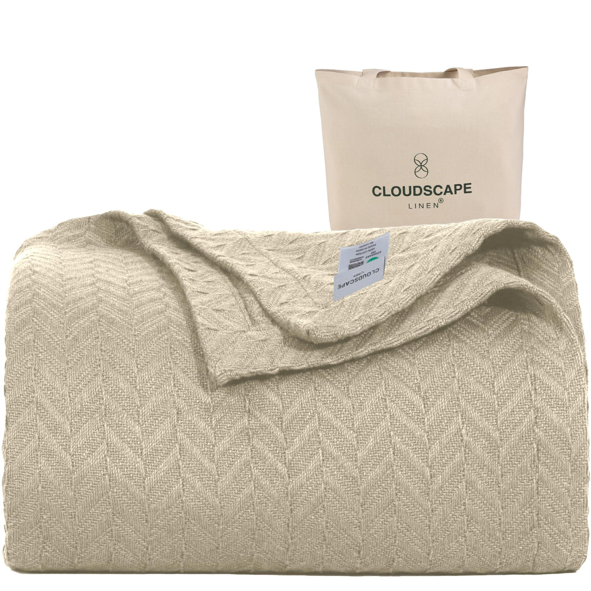 CLOUDSCAPE LINEN Herringbone Blanket