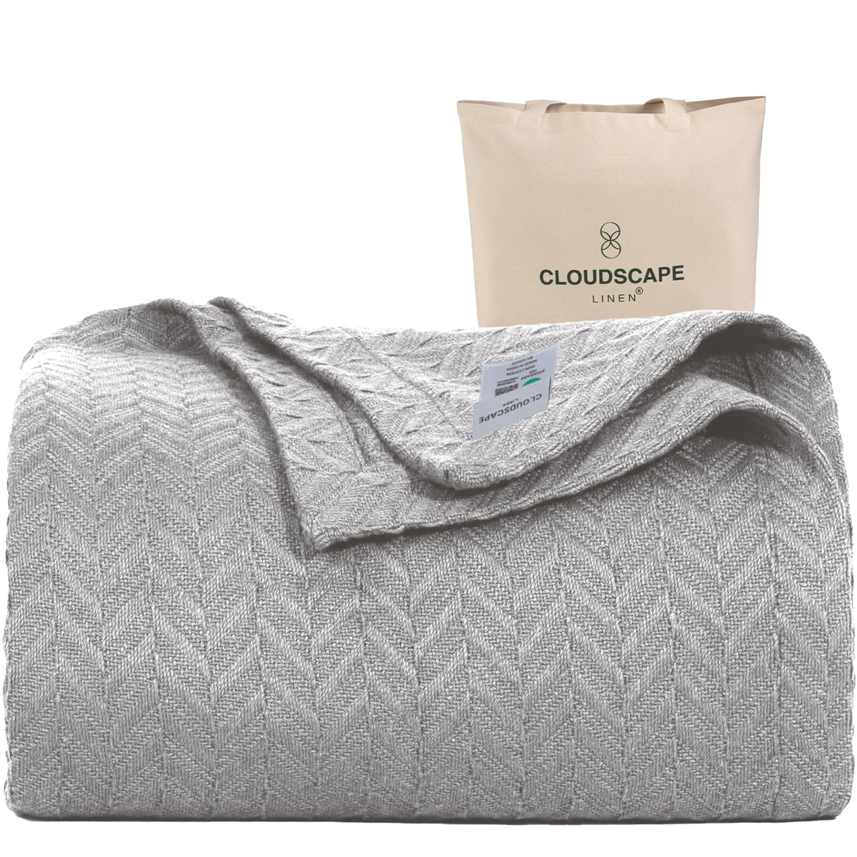 CLOUDSCAPE LINEN Herringbone Blanket