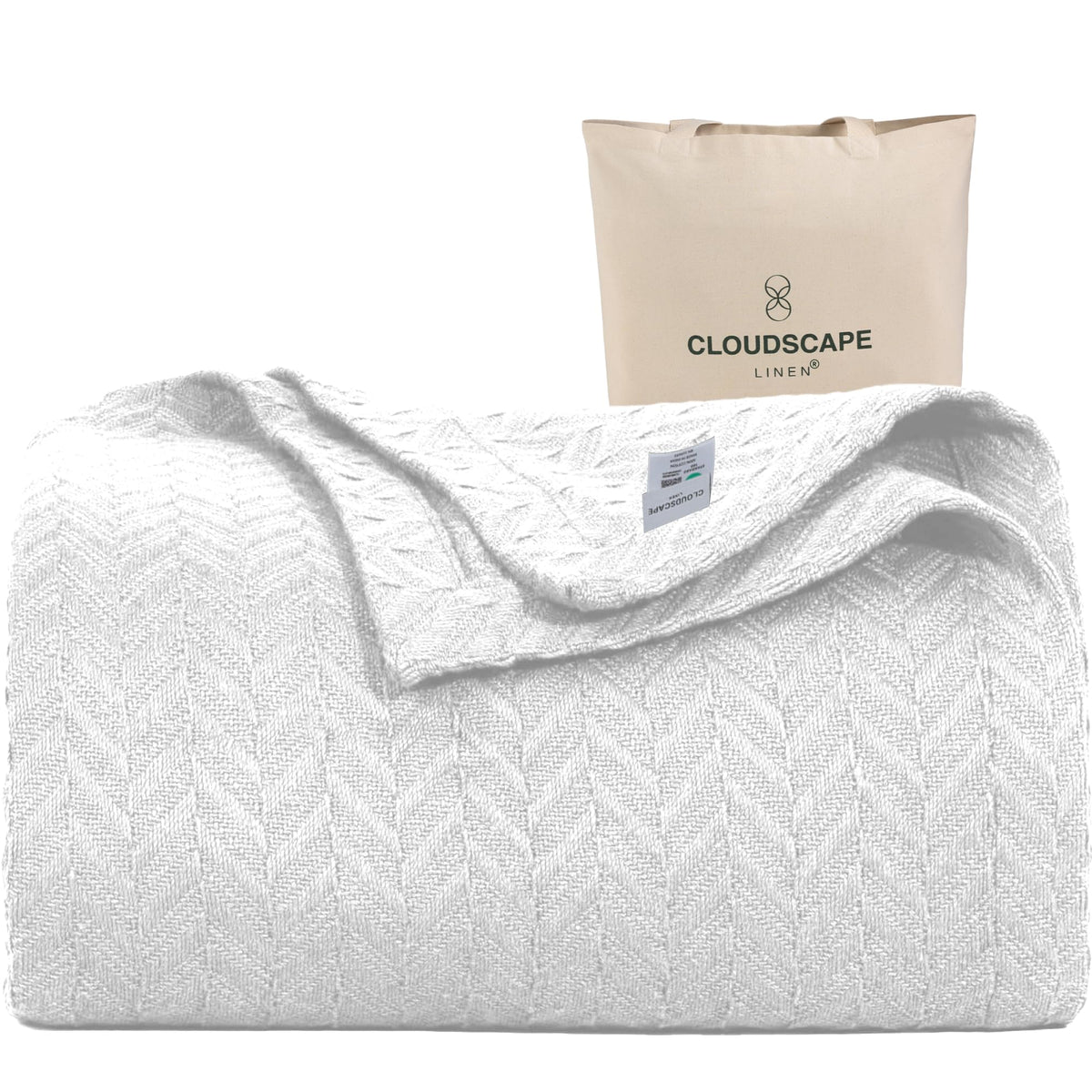 CLOUDSCAPE LINEN Herringbone Blanket