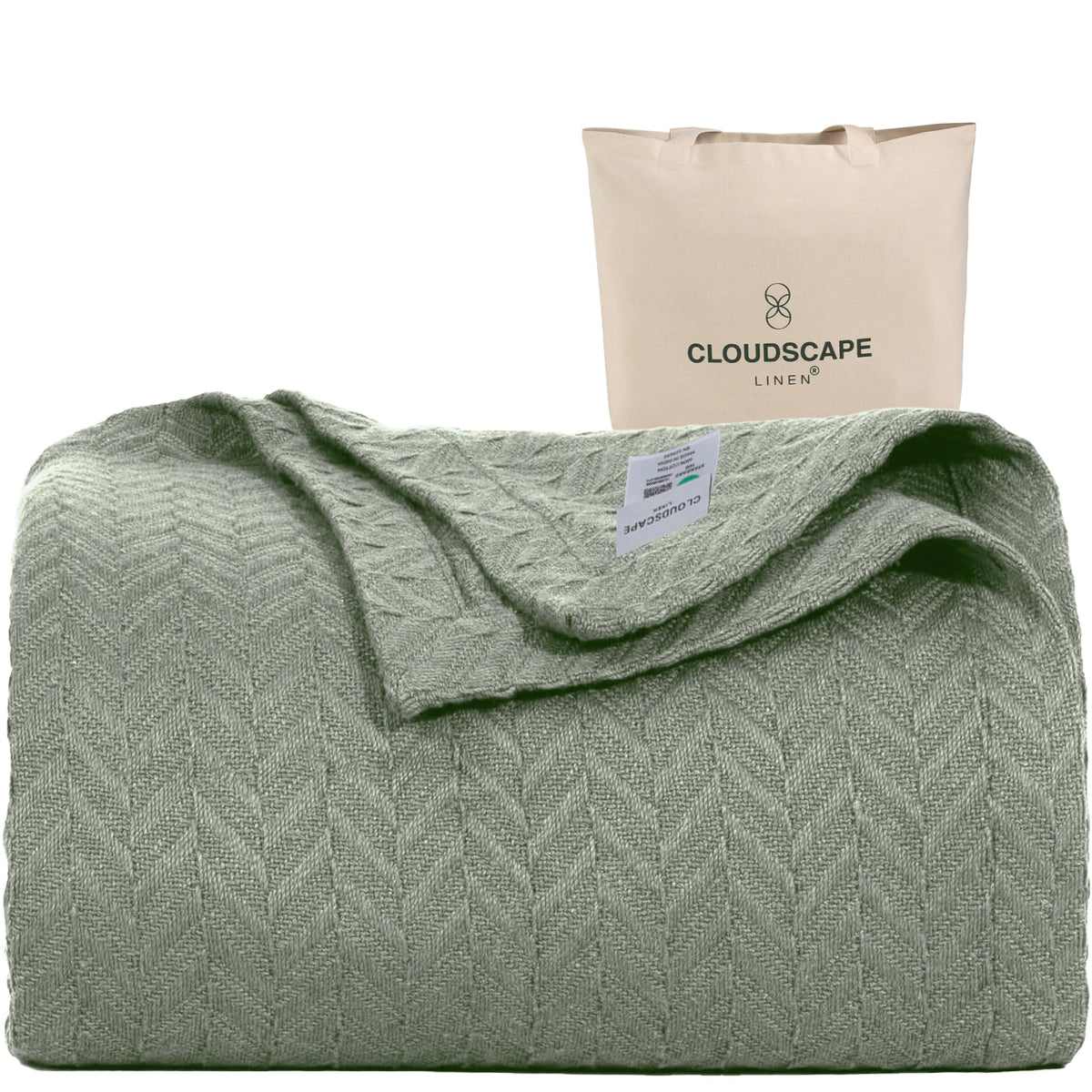 CLOUDSCAPE LINEN Herringbone Blanket