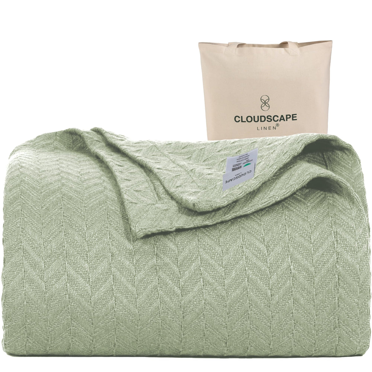 CLOUDSCAPE LINEN Herringbone Blanket