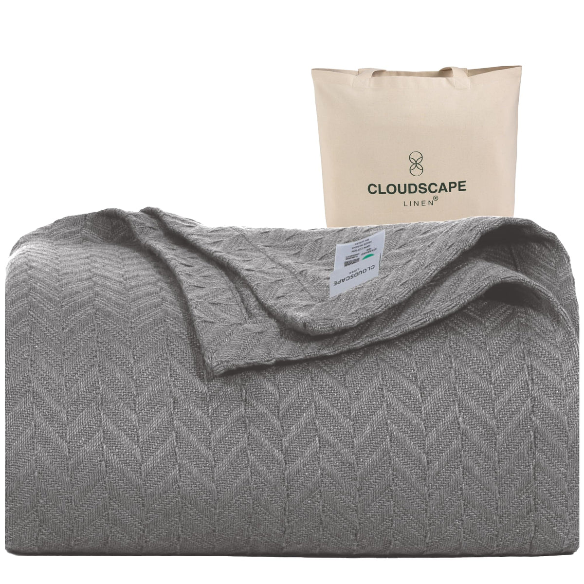 CLOUDSCAPE LINEN Herringbone Blanket