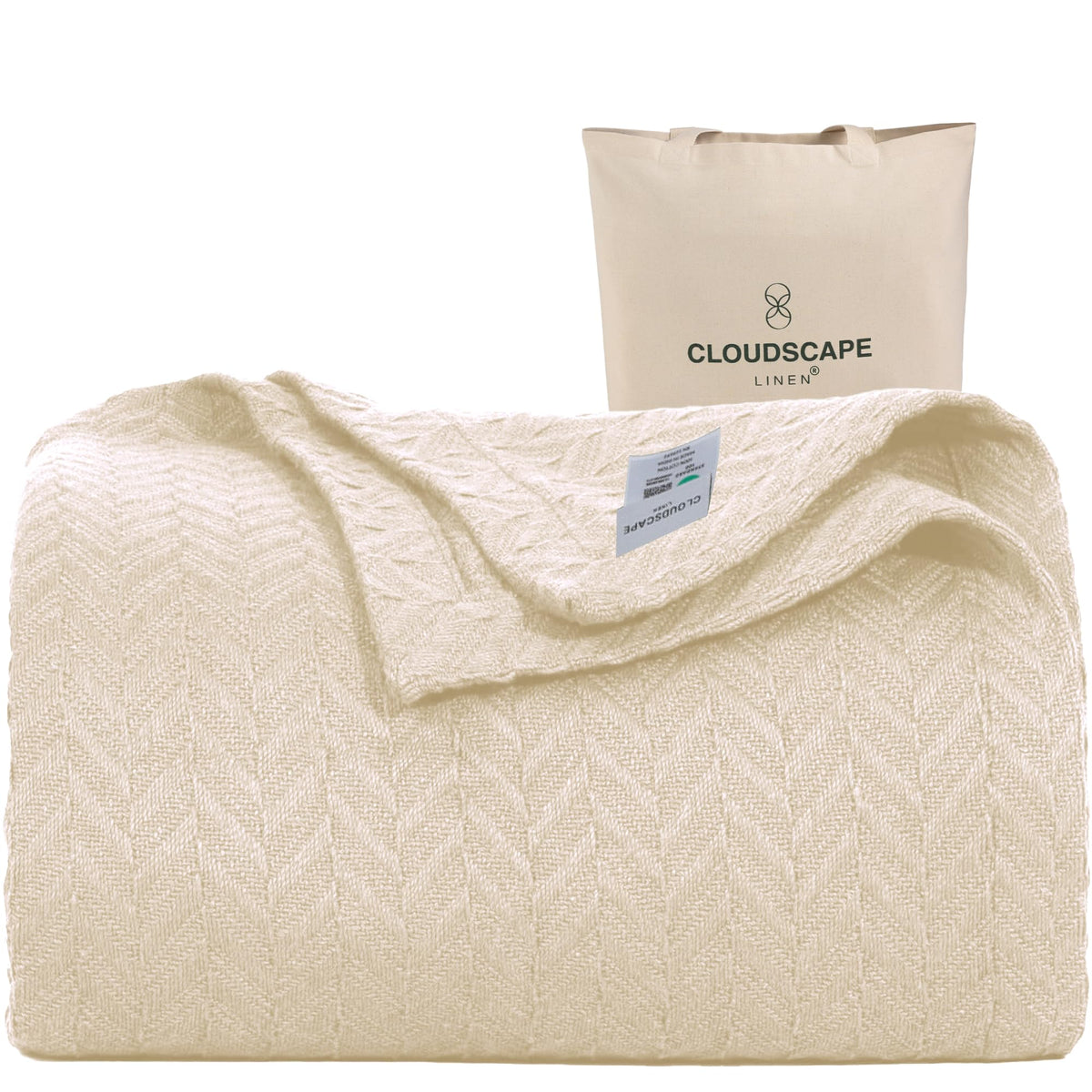 CLOUDSCAPE LINEN Herringbone Blanket